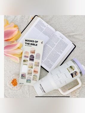 New Testament White Travel Tumbler with Handle and Straw